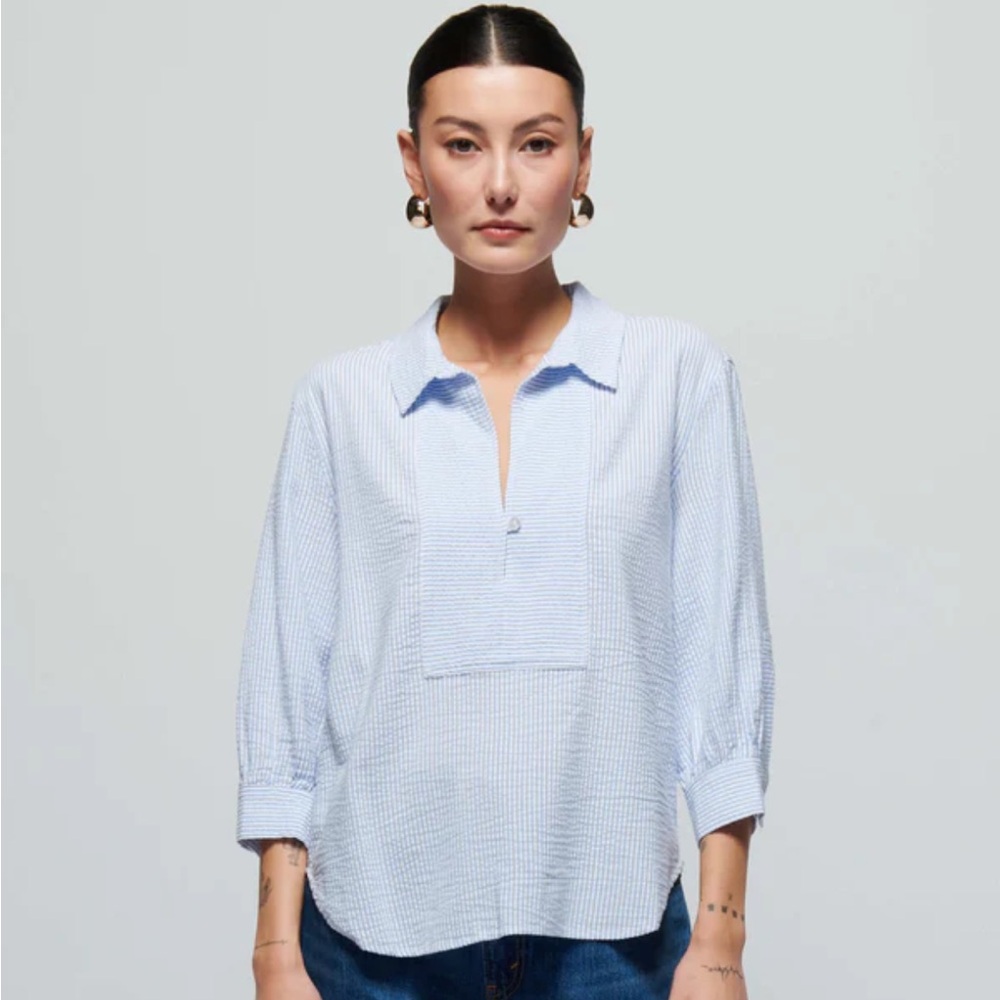 Nation LTD Light Blue Pintuck Popover Blouse